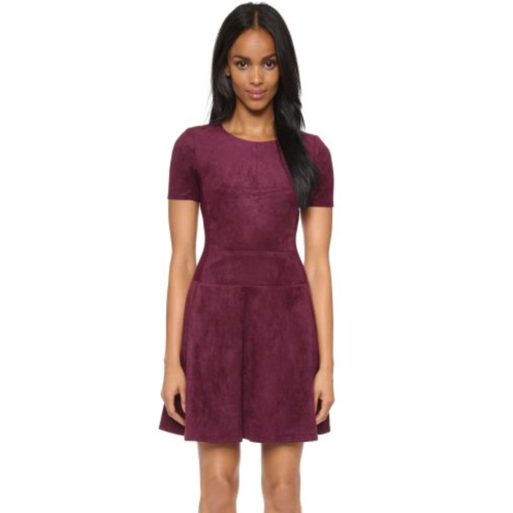 BCBGMAXAZRIA Burgundy faux suede dress